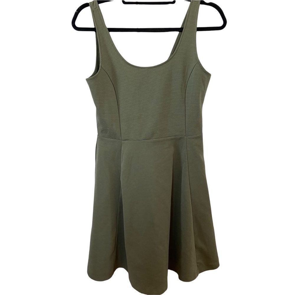 H&M Olive Green Sleeveless Skater Mini Dress